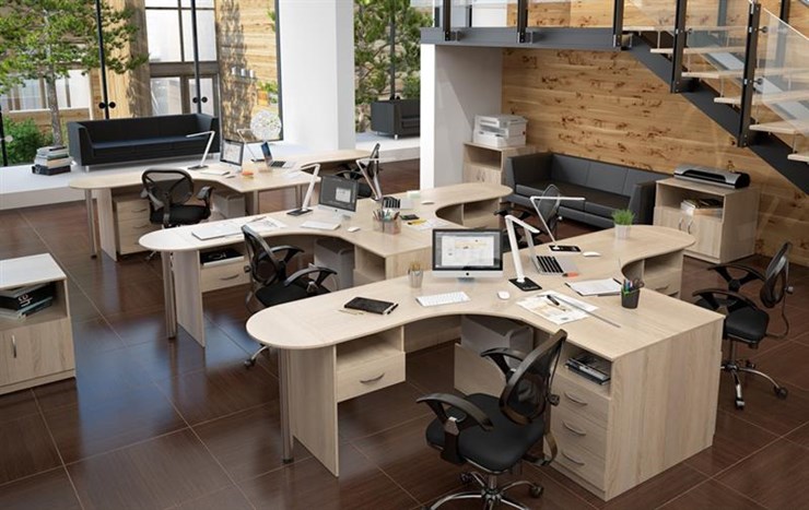 Набор мебели в офис SIMPLE с эргономичными столами и шкафом в Барнауле - изображение 2
